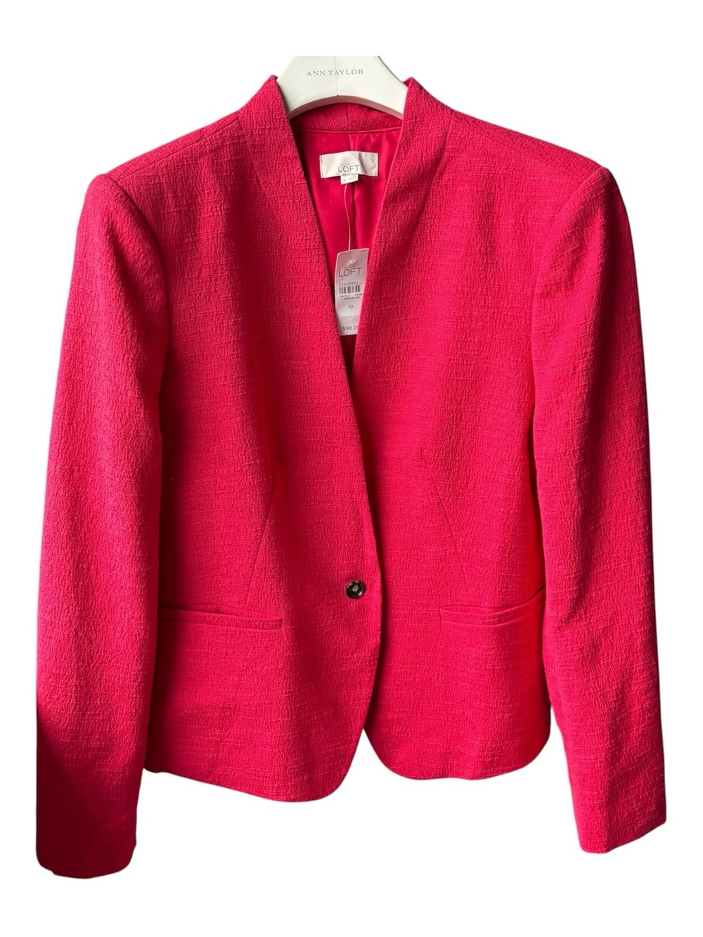 NWT LOFT Red Textured Open-Front Blazer - Size 10